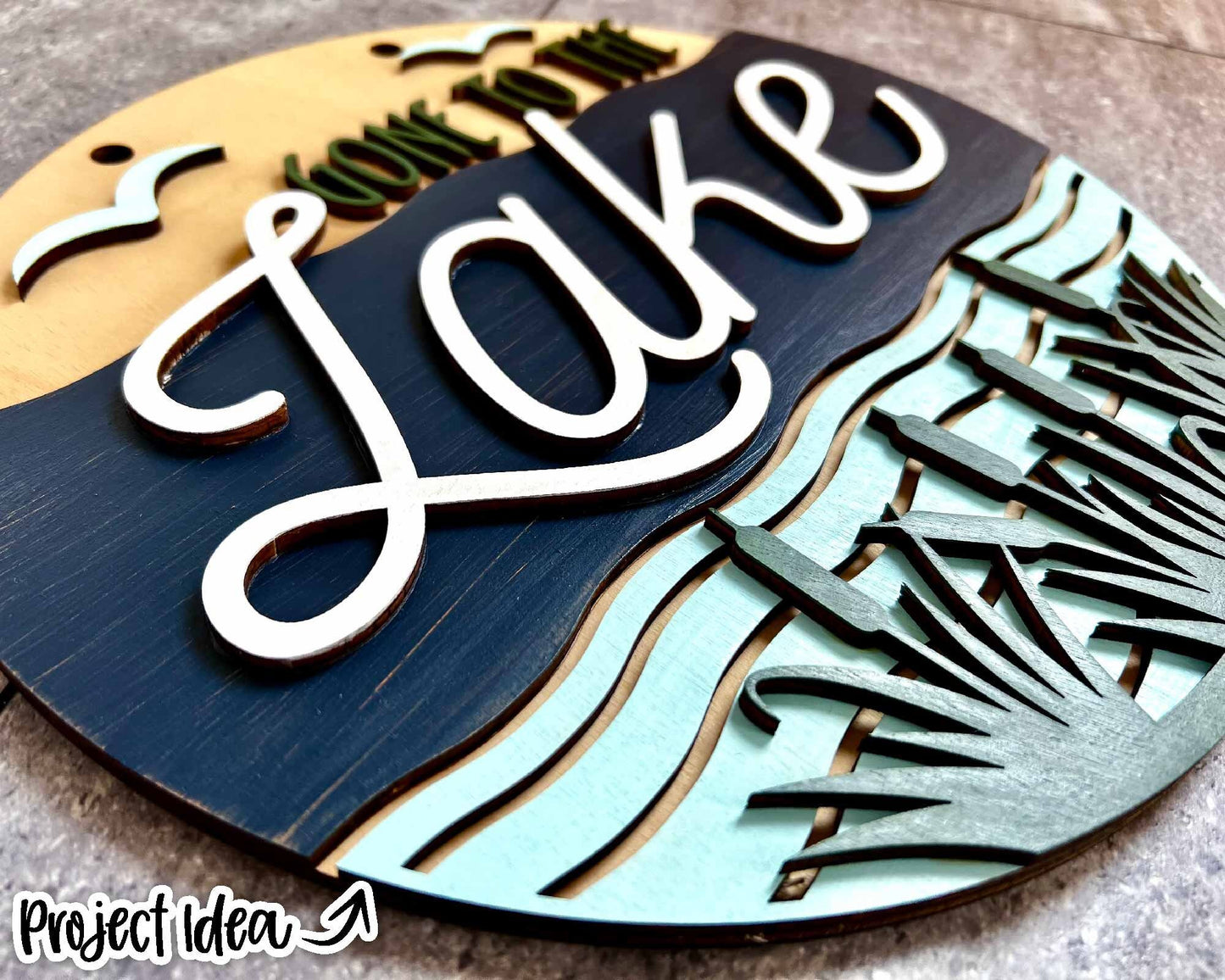 Gone to the Lake Sign, Digital download, SVG Laser cut file, Cricut, Round door hanger design, Lake house camping cabin decor