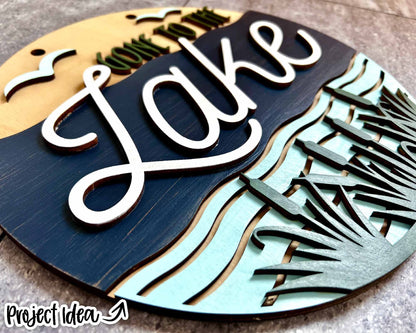 Gone to the Lake Sign, Digital download, SVG Laser cut file, Cricut, Round door hanger design, Lake house camping cabin decor