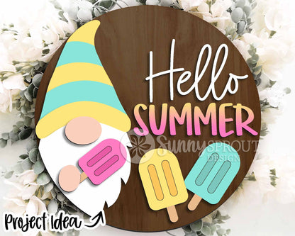 Summer Laser Sign Bundle 4, Round door hanger svg, Glowforge laser file, Cricut, Front door welcome sign, Hello summer svg