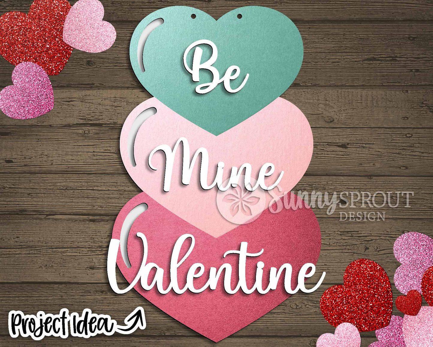 Be Mine Valentine Stacked Heart Sign, Digital Download, SVG Laser Cut File, Cricut, Door Hanger Design, Valentine's Day Decor
