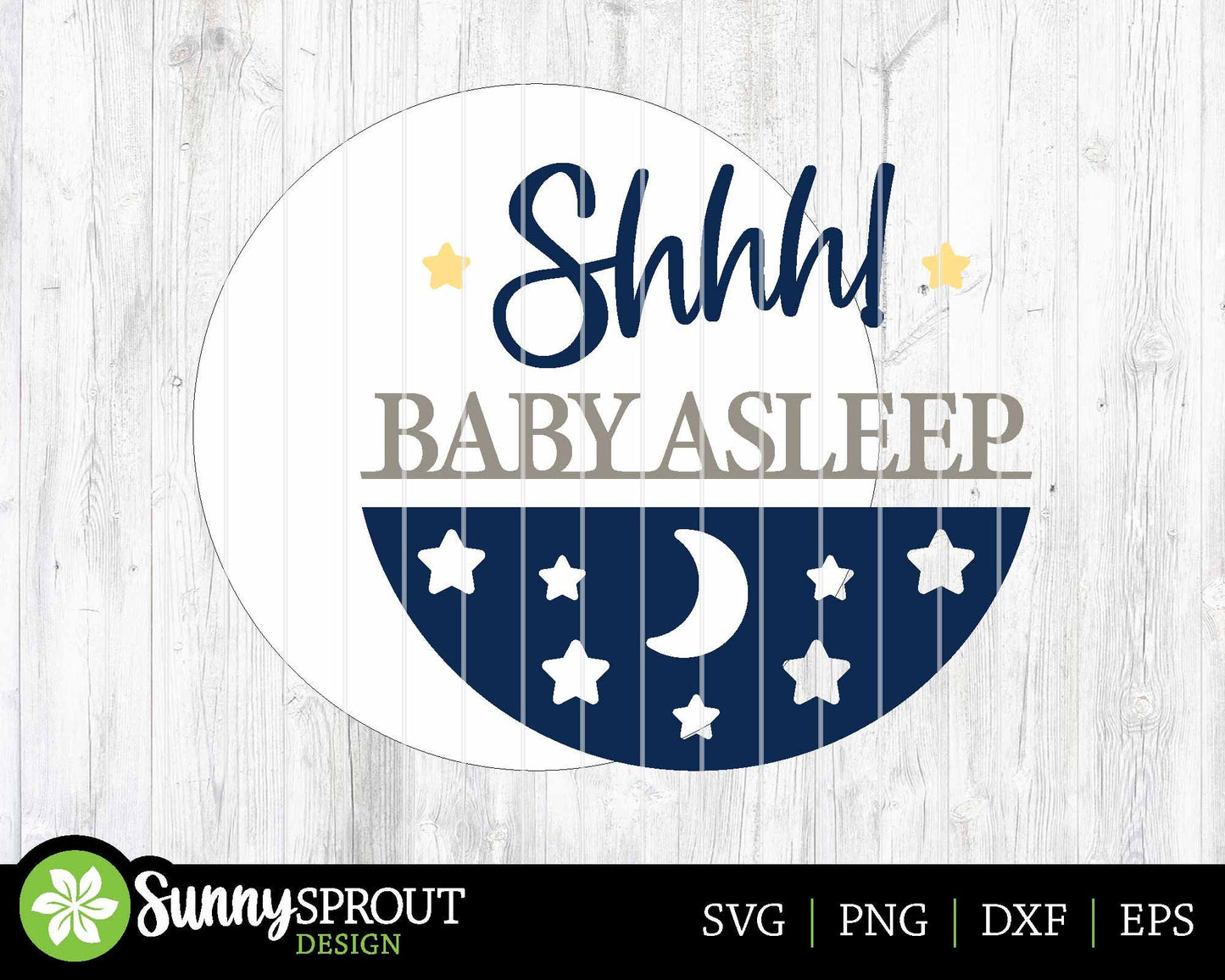 Shhh Baby Asleep Door Sign, Digital Download, SVG Laser Cut File, Cricut, Baby Nursery Round Door Hanger Design