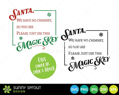 Santa's Magic Key Ornament, Digital Download, Cricut Cut File, Silhouette, Christmas Design