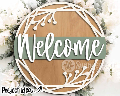 Geometric Laser Sign Bundle, Round door hanger svg, Glowforge laser file, Cricut cut file, Front door welcome sign svg