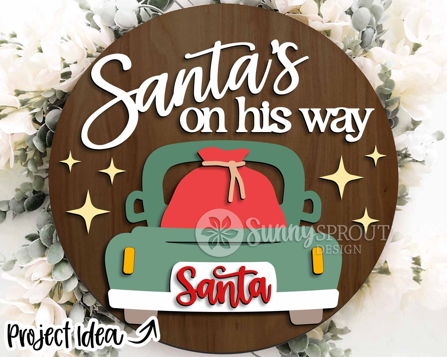 Christmas Laser Sign Bundle 4, Round door hanger, Glowforge laser cut file, Holiday welcome sign svg, Winter decor svg