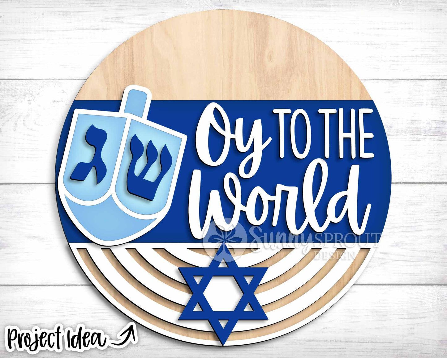 Oy to the World Dreidel Sign, Digital Download, SVG Laser Cut File, Cricut, Round Door Hanger Design, Hanukkah Jewish Decor