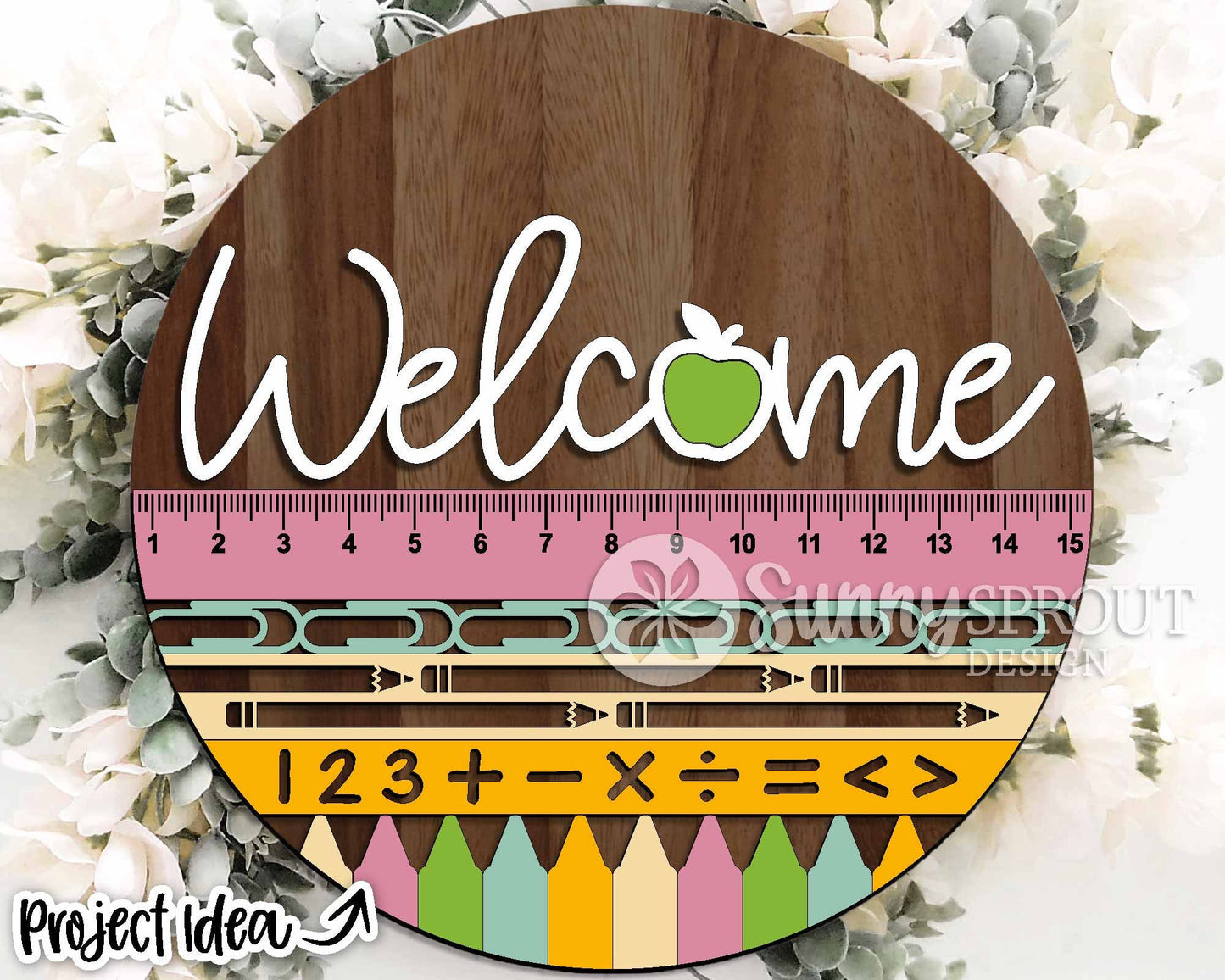 Classroom Welcome Sign, Digital download, SVG Laser cut file, Cricut, Round door hanger design, School classroom teacher decor