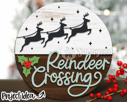 Christmas Laser Sign Bundle, Round door hanger, Glowforge laser file, Cricut cut file, Silhouette, Holiday welcome svg
