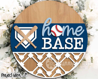 Home Base Baseball Softball Sign, Digital Download, SVG Laser Cut File, Cricut, Round Door Hanger Design, Sports Decor