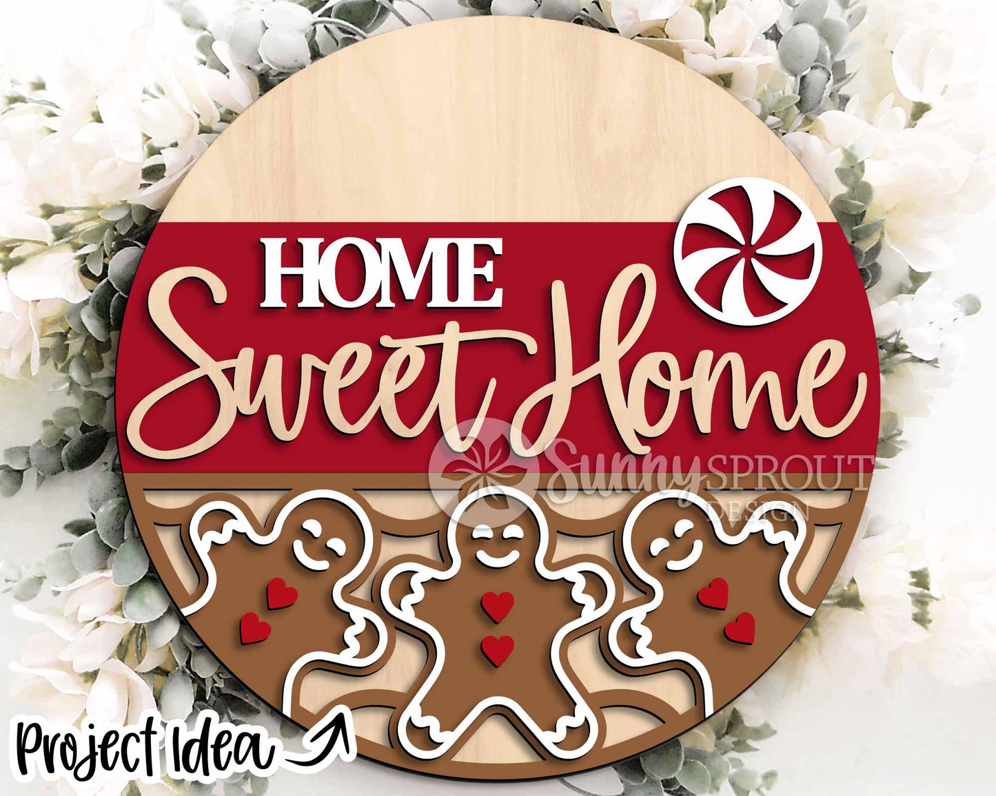 Christmas Laser Sign Bundle 5, Round door hanger, Glowforge laser cut file, Holiday welcome sign svg, Winter decor svg