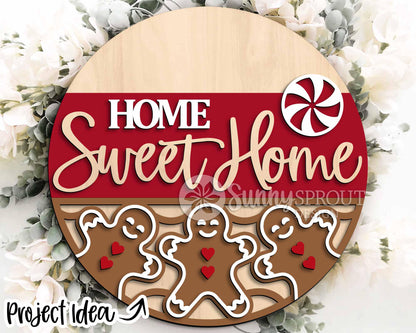 Christmas Laser Sign Bundle 5, Round door hanger, Glowforge laser cut file, Holiday welcome sign svg, Winter decor svg