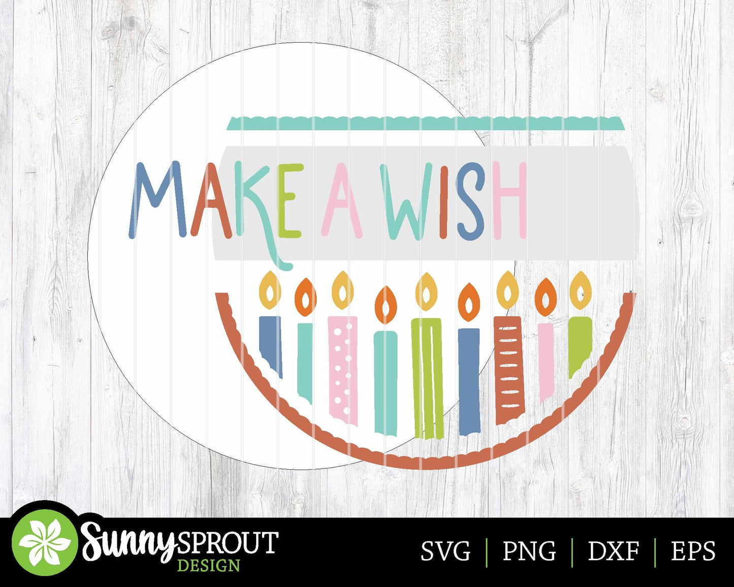 Make A Wish Birthday Candle Sign, Digital download, Round door hanger SVG, Glowforge laser file, Cricut cut file, Birthday wall decor