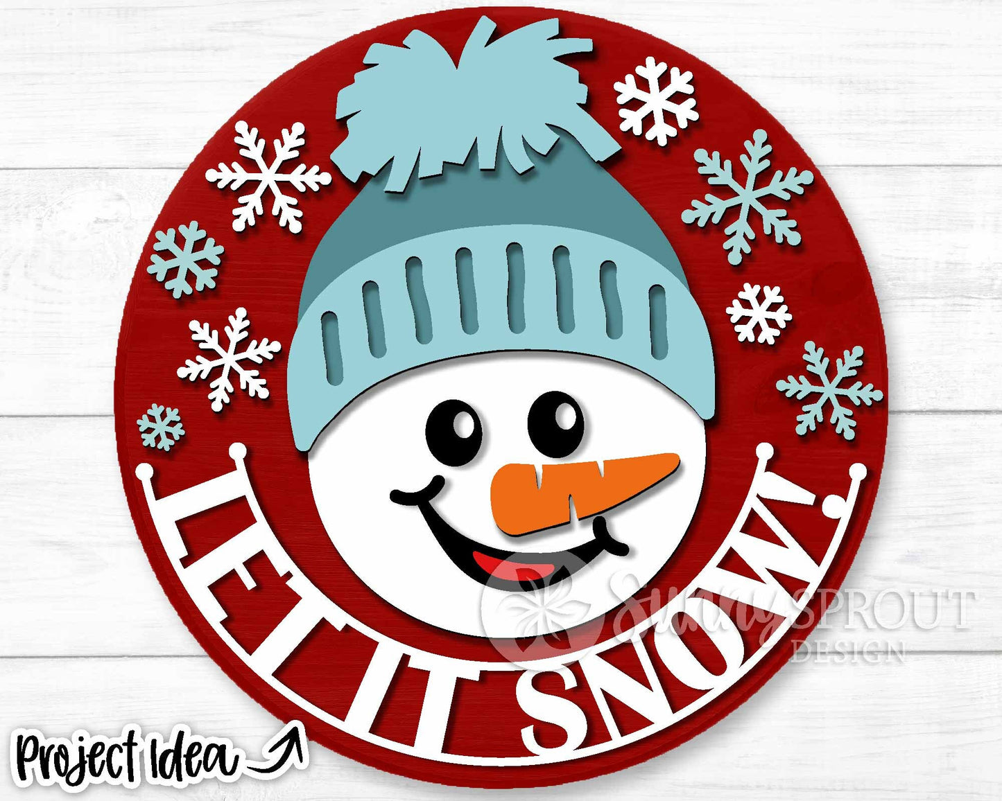 Let It Snow Snowman Face, Winter round door hanger svg, Christmas sign, Cricut, Silhouette, Glowforge laser cut file