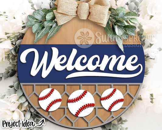 Welcome Baseball Softball Sign, Digital Download, SVG Laser Cut File, Cricut, Door Hanger Design, Sports Decor
