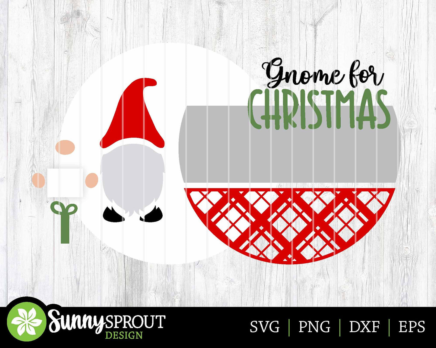 Gnome for Christmas Round Sign, Digital Download, SVG Laser Cut File, Cricut, Round Door Hanger Design