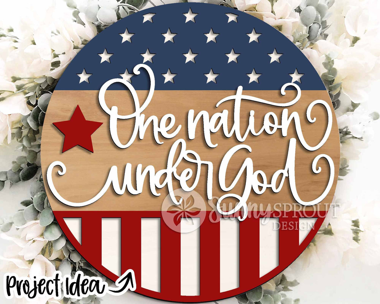 Patriotic Laser Sign Bundle, Round door hanger svg, Glowforge laser file, Cricut, Independence Day svg, 4th of July decor