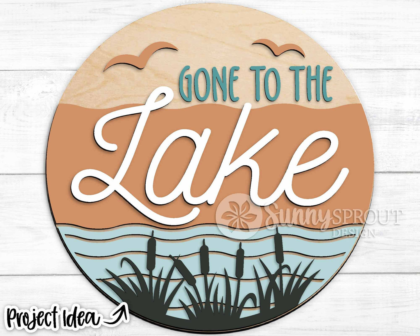 Gone to the Lake Sign, Digital download, SVG Laser cut file, Cricut, Round door hanger design, Lake house camping cabin decor
