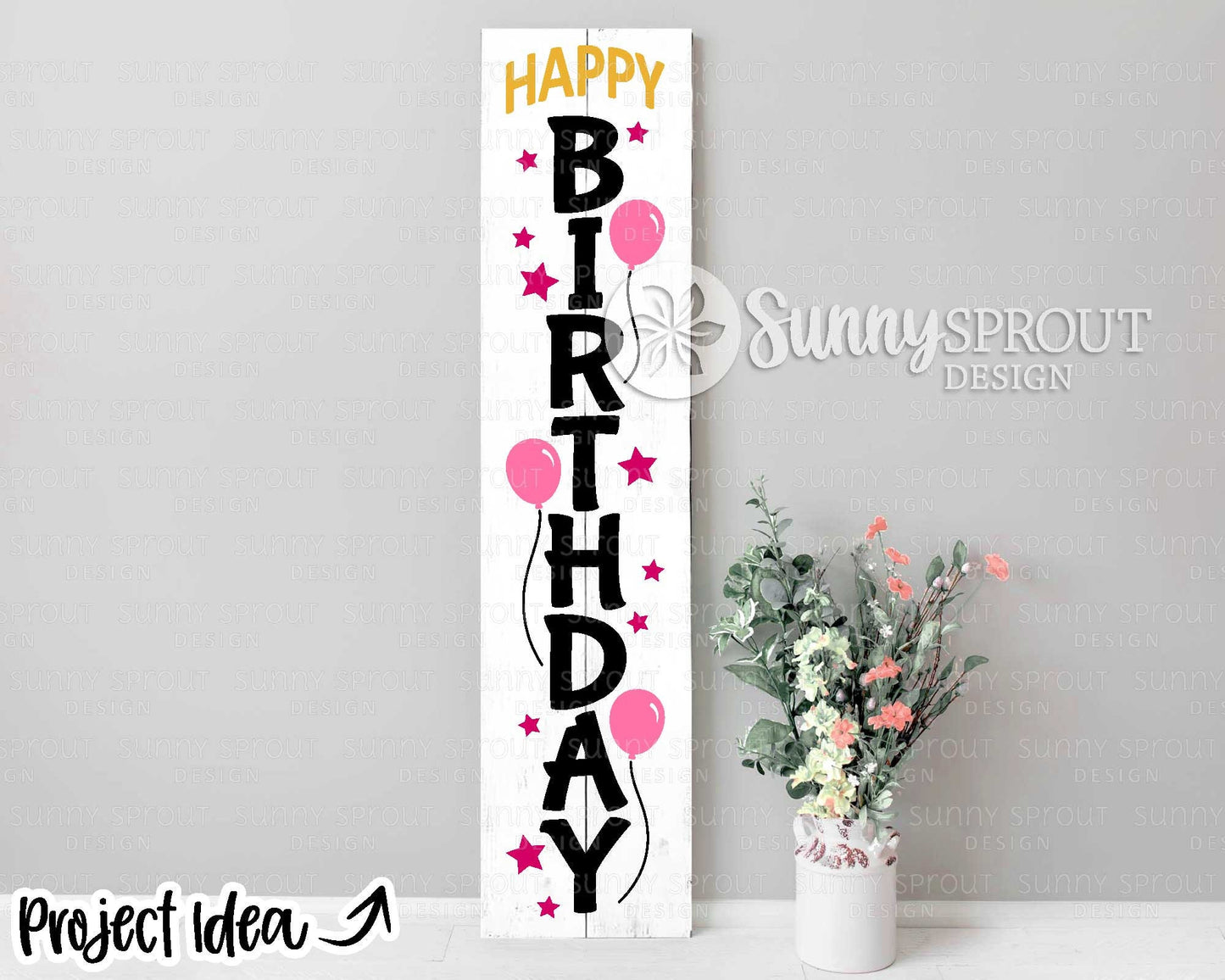 Happy Birthday Balloon Porch Sign, Digital download, Cricut SVG cut file, Silhouette, Porch leaner design, Welcome sign svg