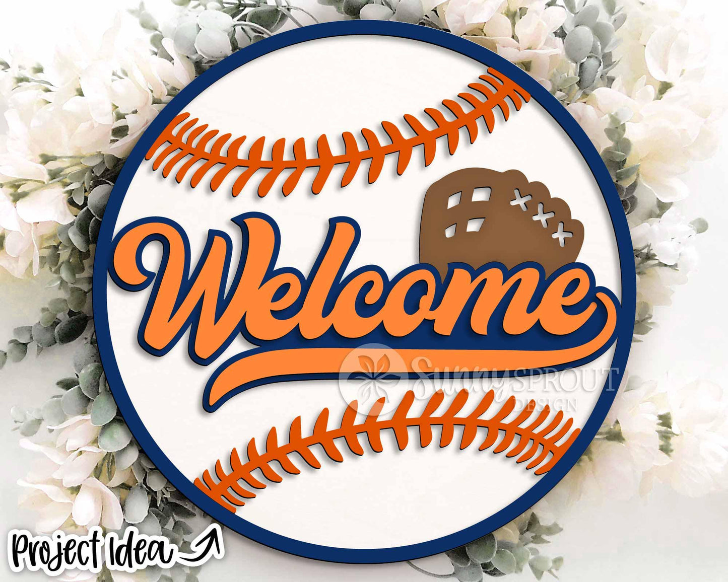 Welcome Baseball Glove Sign, Digital Download, SVG Laser Cut File, Cricut, Door Hanger Design, Sports Decor