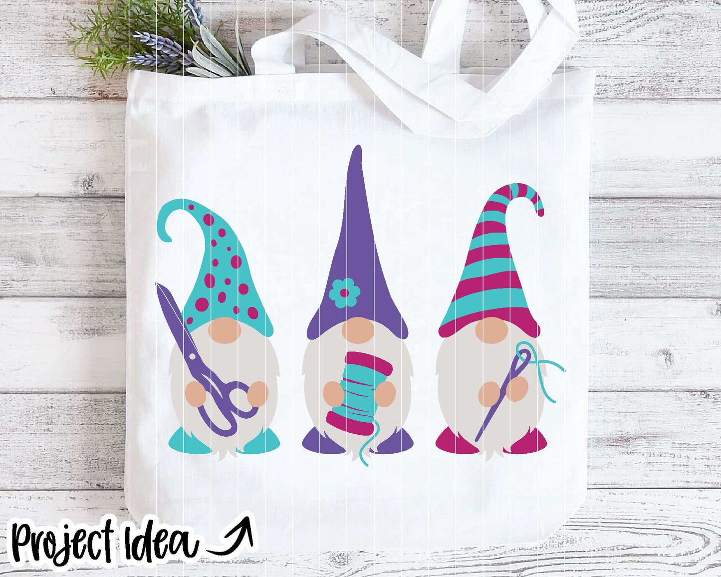 Three Gnomes Sewing Notions SVG, Digital download, Cricut cut file, Silhouette, Quilting embroidery design