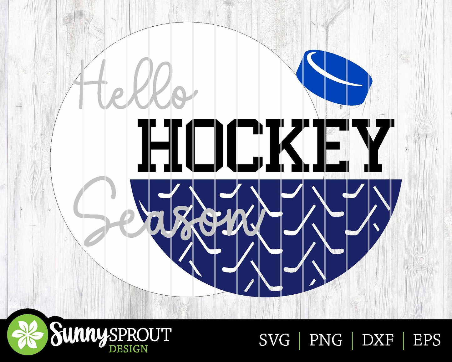 Hello Hockey Season Sign, Digital Download, SVG Laser Cut File, Cricut, Round Door Hanger Design, Sports Decor
