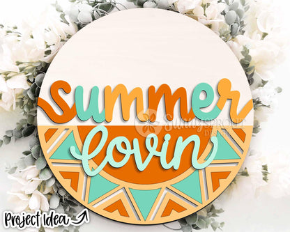 Summer Lovin' Sunshine Sign, Digital Download, SVG Laser Cut File, Cricut, Round Door Hanger Design