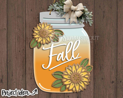 Fall Mason Jar Sign Bundle, Door hanger svg, Glowforge laser cut file, Cricut, Autumn welcome sign svg, Pumpkin apple svg