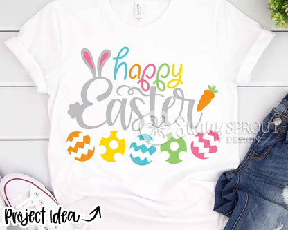 Happy Easter Bunny Eggs SVG, Digital download, Cricut cut file, Silhouette, Door sign design