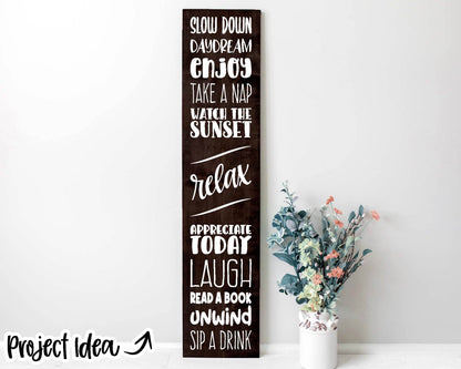 Relax Word Art Porch Sign, Digital Download, Cricut SVG Cut File, Summer Patio Vertical Porch Leaner Design