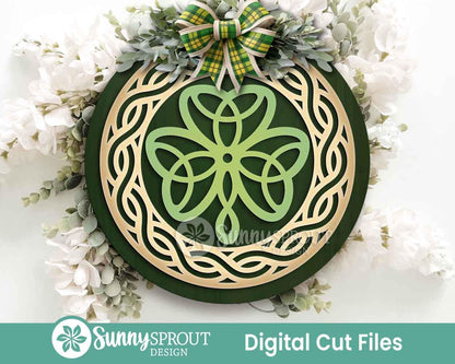 Celtic Sign Bundle, Round door hanger SVG, Glowforge laser cut file, Cricut, St. Patrick's Day welcome sign, Fáilte SVG