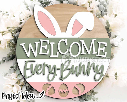 Easter Sign Bundle 6, Round door hanger svg, Glowforge laser file, Cricut cut file, Spring welcome sign svg, Easter bunny