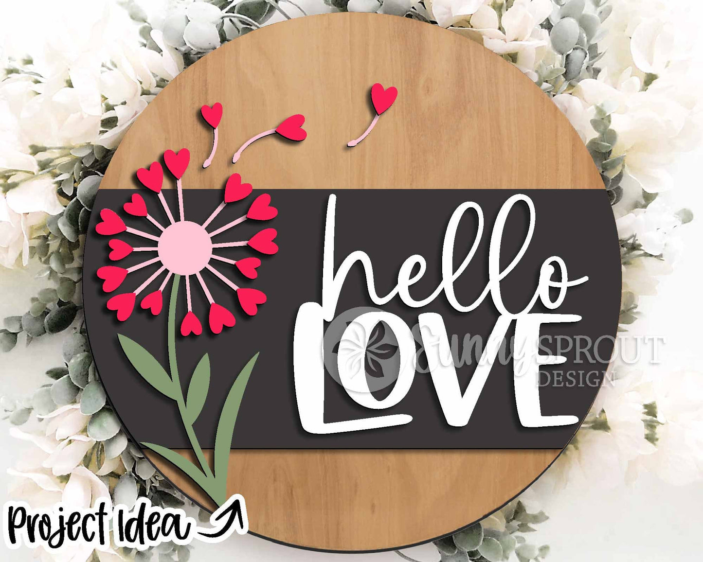 Valentine Laser Sign Bundle 2, Round door hanger, Glowforge laser file, Cricut, Heart welcome sign, Valentine's Day decor