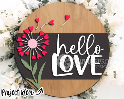 Valentine Laser Sign Bundle 2, Round door hanger, Glowforge laser file, Cricut, Heart welcome sign, Valentine's Day decor