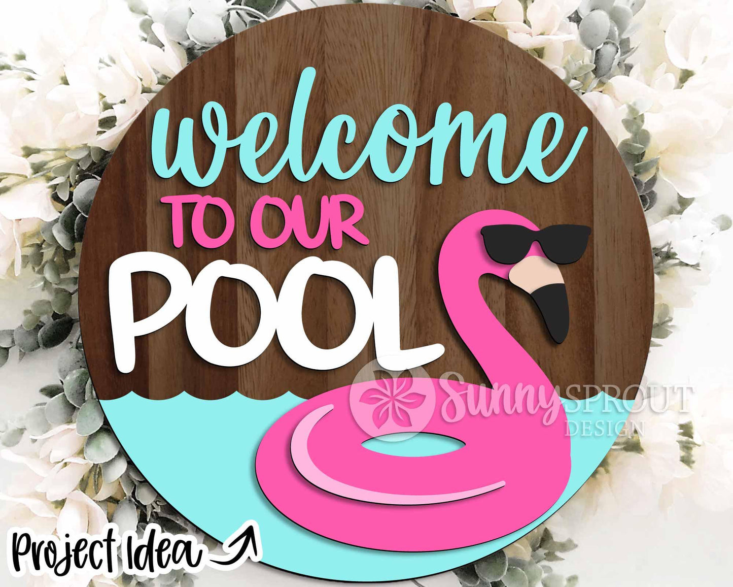 Pool Laser Sign Bundle, Round door hanger svg, Glowforge laser file, Cricut, Welcome sign svg, Summer door hanger svg