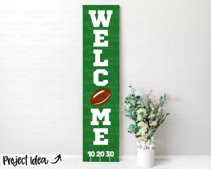 Welcome Football Porch Sign, Digital download, Cricut SVG cut file, Silhouette, Vertical door leaner design, Sports decor