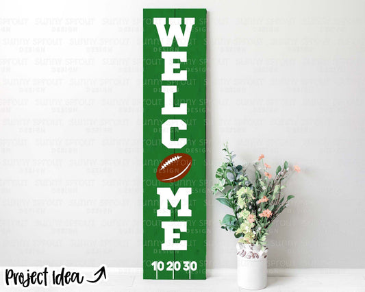 Welcome Football Porch Sign, Digital download, Cricut SVG cut file, Silhouette, Vertical door leaner design, Sports decor