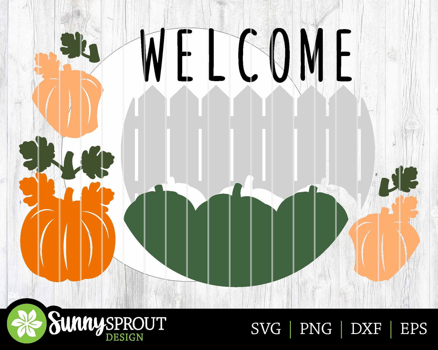 Welcome Fence Pumpkins Sign, Digital Download, SVG Laser Cut File, Cricut, Round Fall Door Hanger Design