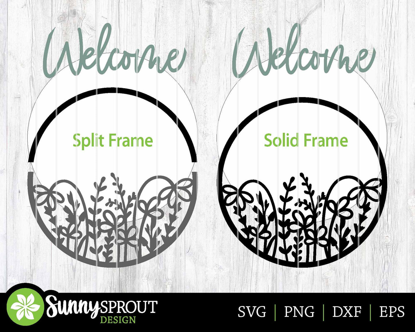 Welcome Wildflower Round Sign, Digital Download, SVG Laser Cut File, Cricut, Floral Summer Round Door Hanger Design