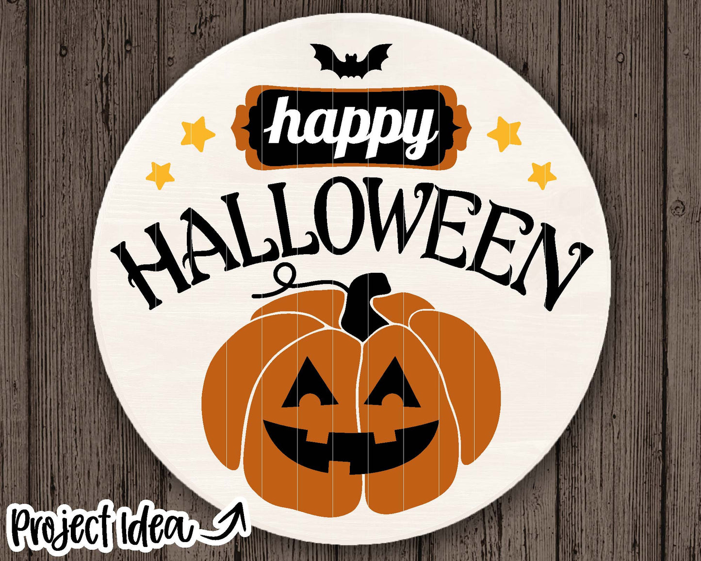 Happy Halloween Sign, Digital Download, Cricut SVG Cut File, Silhouette, Round Door Hanger Sign Design