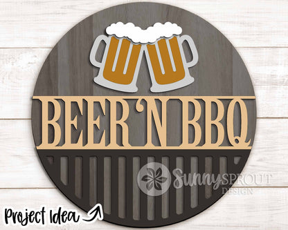 Summer Patio Laser Sign Bundle, Round door hanger svg, Glowforge laser file, Cricut cut file, Front door welcome sign