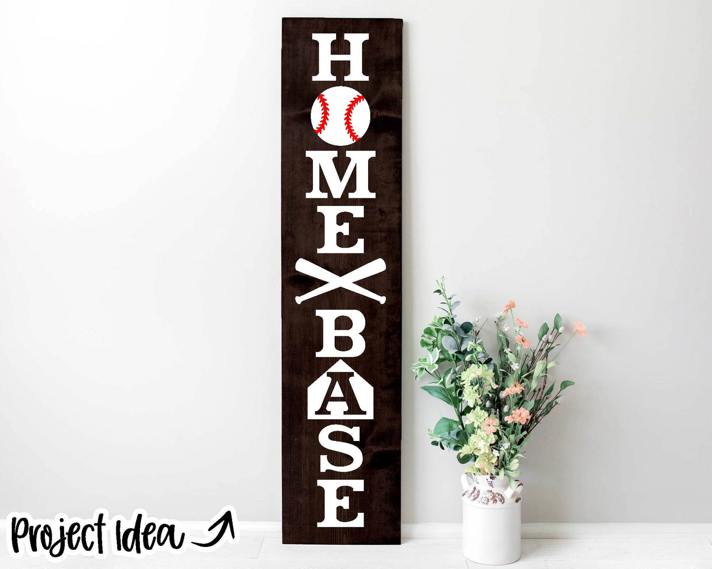 Home Base Baseball Porch Sign, Digital download, Cricut SVG cut file, Silhouette, Vertical front door leaner design