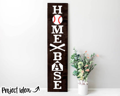 Home Base Baseball Porch Sign, Digital download, Cricut SVG cut file, Silhouette, Vertical front door leaner design