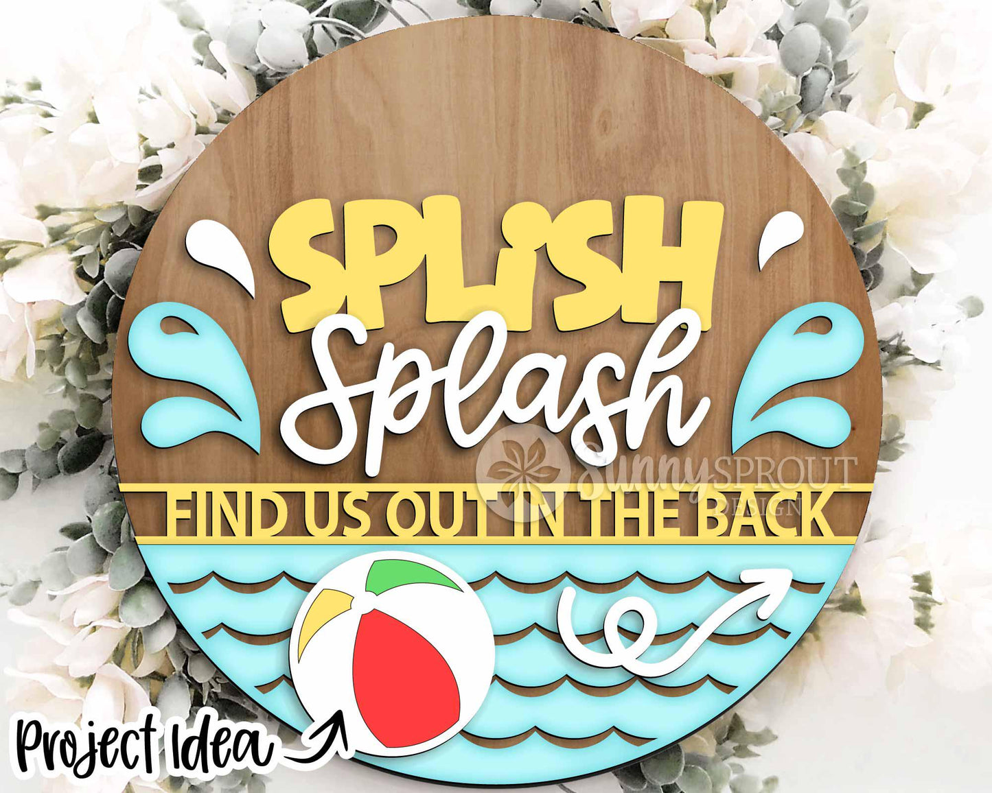 Pool Laser Sign Bundle, Round door hanger svg, Glowforge laser file, Cricut, Welcome sign svg, Summer door hanger svg