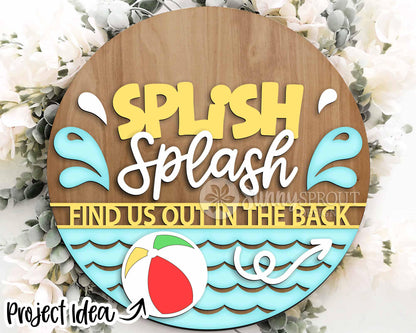 Pool Laser Sign Bundle, Round door hanger svg, Glowforge laser file, Cricut, Welcome sign svg, Summer door hanger svg