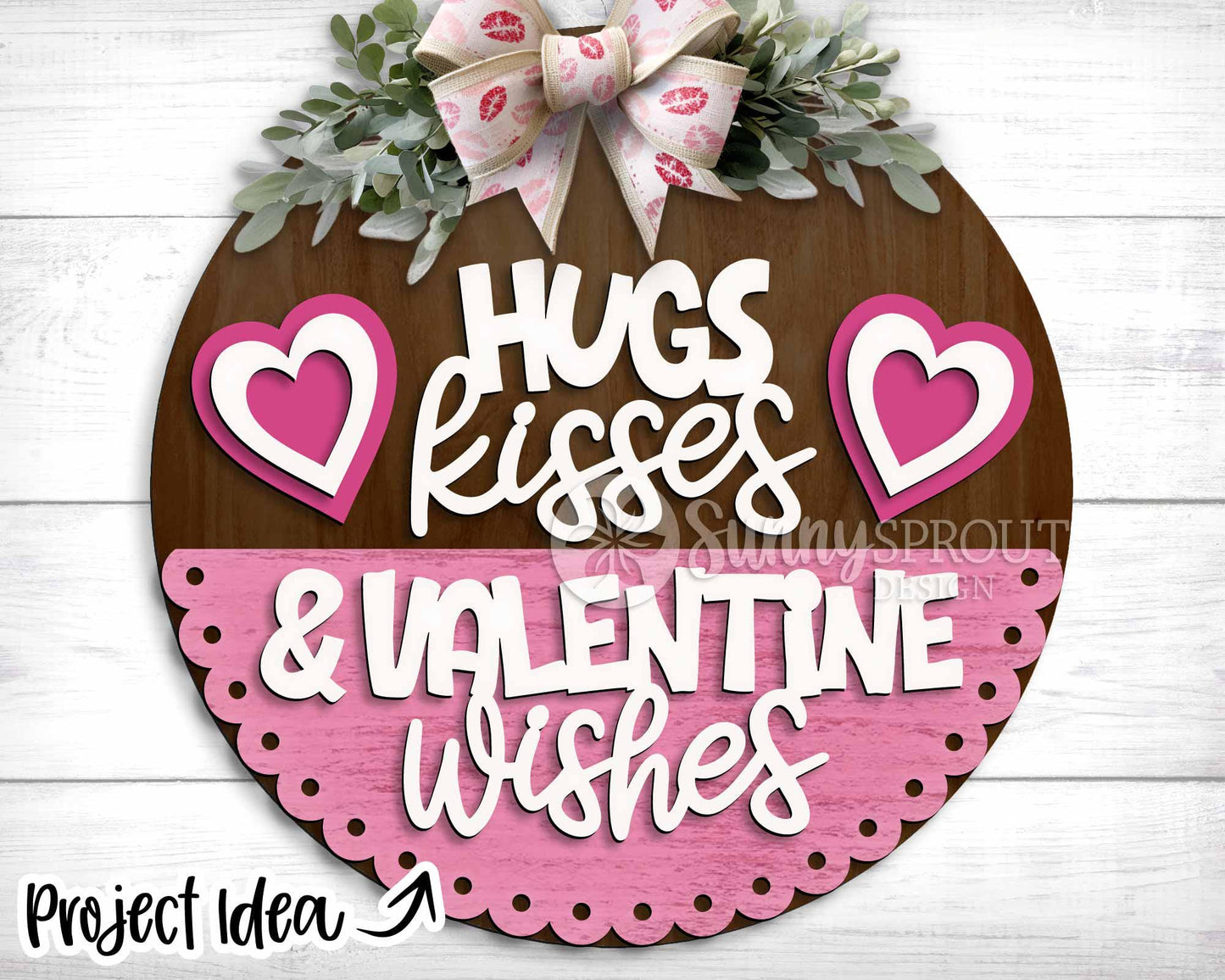 Valentine Laser Sign Bundle 4, Round door hanger, Glowforge laser file, Cricut, Heart welcome sign, Valentine's Day decor