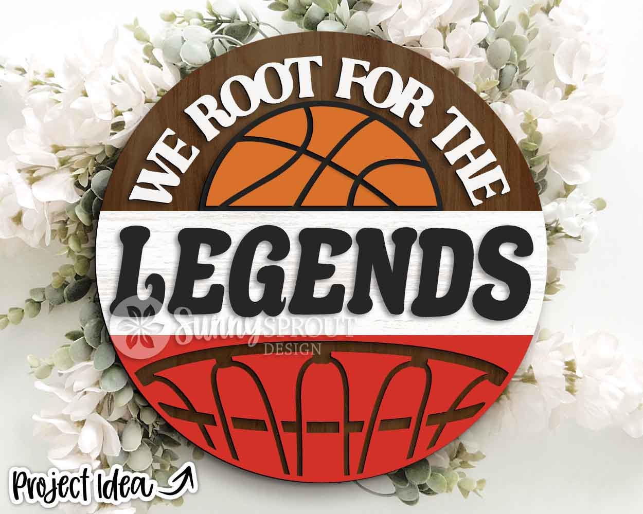 We Root For The Basketball Team Sign, Digital Download, SVG Laser Cut File, Cricut, Round Door Hanger Design, Personalized Sports Decor