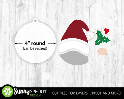 Christmas Ornament Bundle, Digital download, SVG laser cut file, Cricut, Santa snowman reindeer design