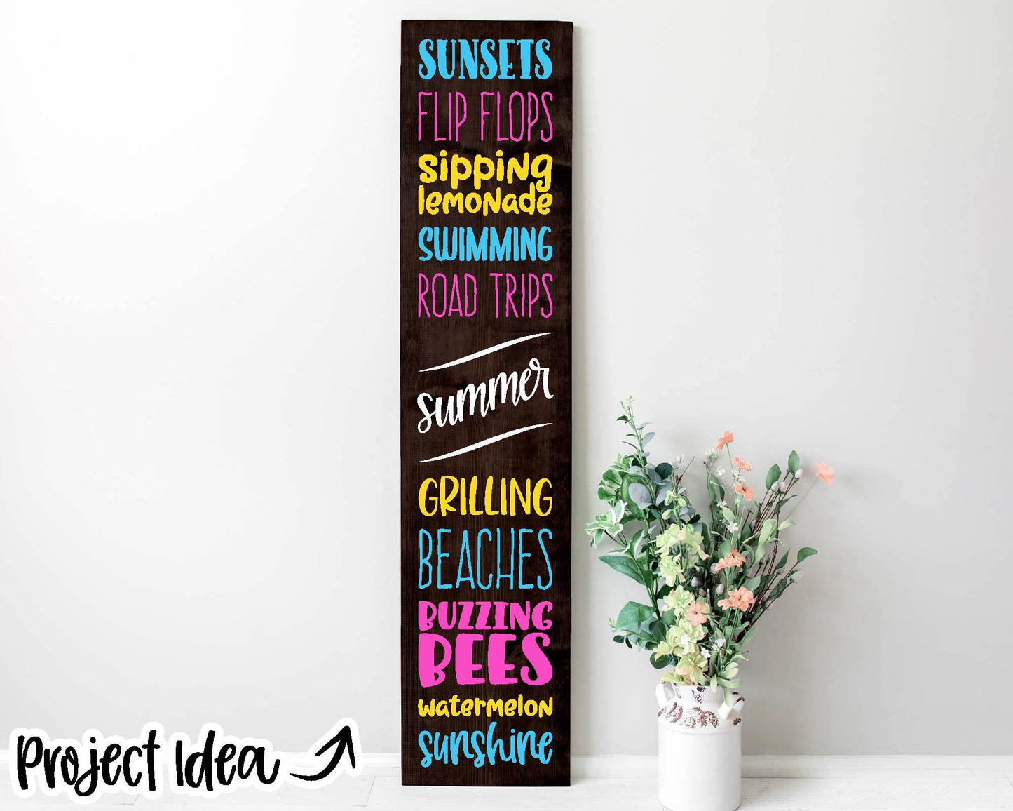 Summer Words Porch Sign, Digital Download, Cricut SVG Cut File, Vertical Porch Leaner Design
