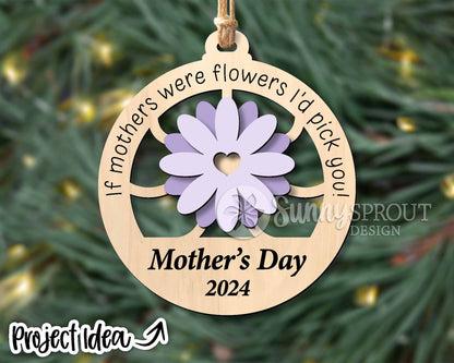 If You Were A Flower Ornament Bundle, Digital download, SVG laser cut file, Cricut, Teacher friend mom Christmas gift design