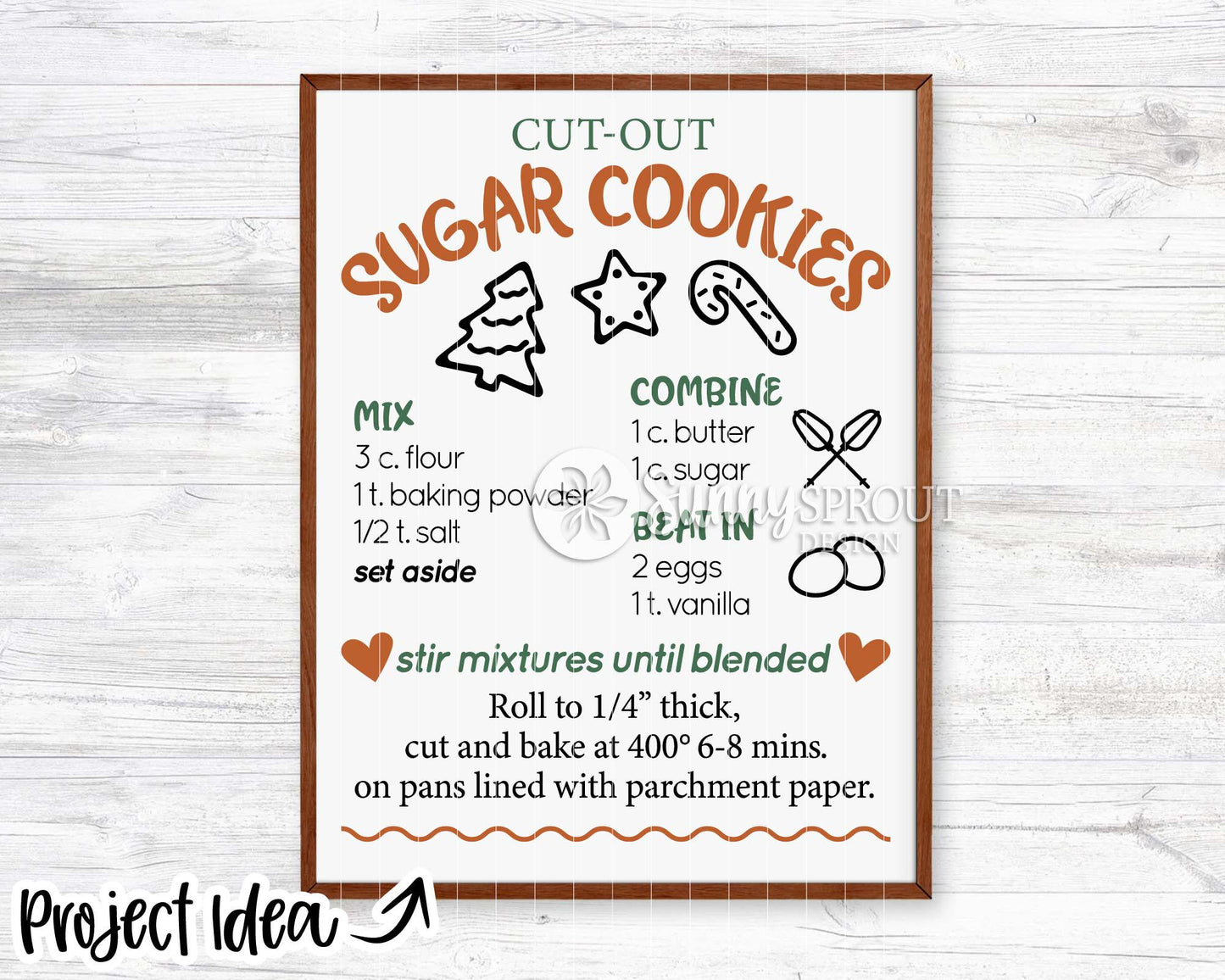 Sugar Cookie Recipe SVG, Digital download, Cricut cut file, Silhouette, Tea towel, Apron, Pot holder, Sign design