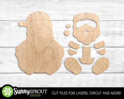Sitting Christmas Ornament Bundle, Digital download, SVG laser cut file, Cricut, North Pole Santa Christmas design